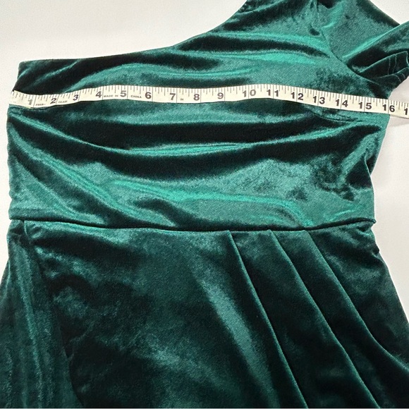 Velvet Asymmetric Maxi Dress M Stretch One Shoulder Hi Lo Formal Hoco Gala NWT - Picture 8 of 15